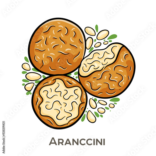Arancini are delicious Italian rice balls, typically filled with a savory mixture such as meat sauce, peas, and mozzarella cheese.