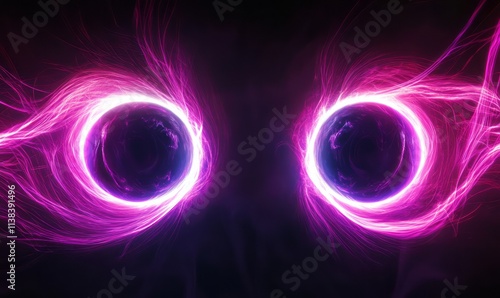 Two glowing orbs surrounded...