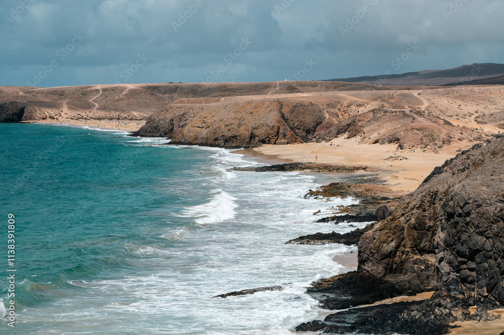 Panorama at Papagayo Beach in Los Ajaches Natural Park in Lanzarote in 2024.