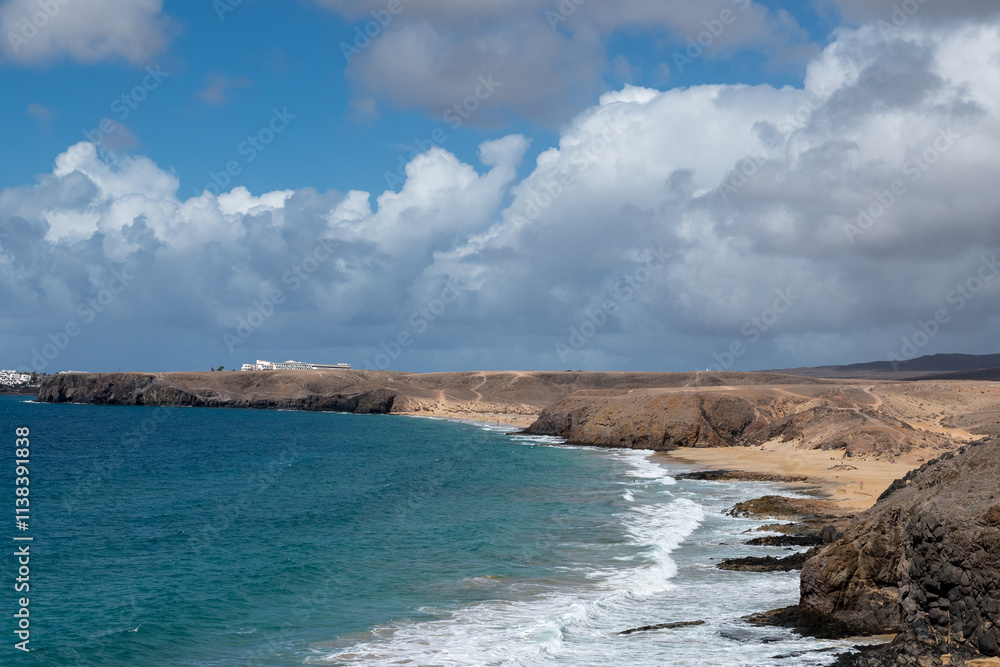 Panorama at Papagayo Beach in Los Ajaches Natural Park in Lanzarote in 2024.
