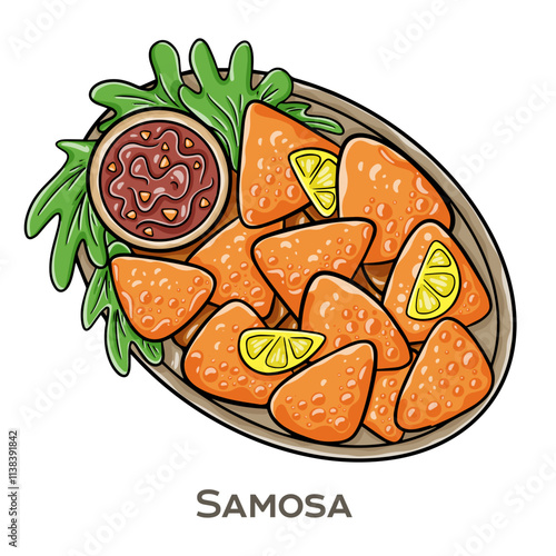 Samosa is a popular crispy triangular pastry filled with spiced potatoes, peas, or minced meat, deep-fried to golden perfection and typically served with tangy chutney