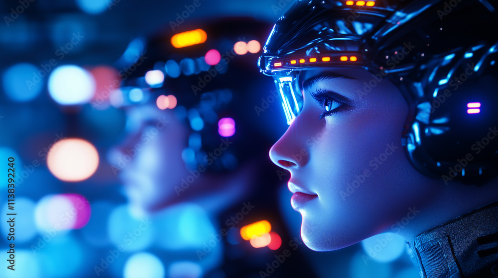 Cybernetic Female Robot: A Futuristic Portrait Cybernetic Female Robot: A Futuristic Portrait