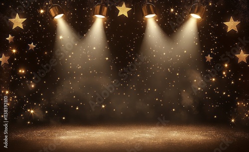 Golden Stage Lights Illumin...