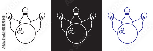 Bowling  icon . bowling ball and pin sign and symbol. Vector illustration. isolated on white and black background. EPS 10