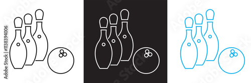 Bowling  icon . bowling ball and pin sign and symbol. Vector illustration. isolated on white and black background. EPS 10