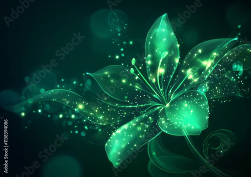 Glowing Green Lily Flower A...