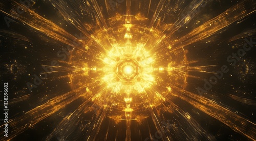 Golden Abstract Radiating L...