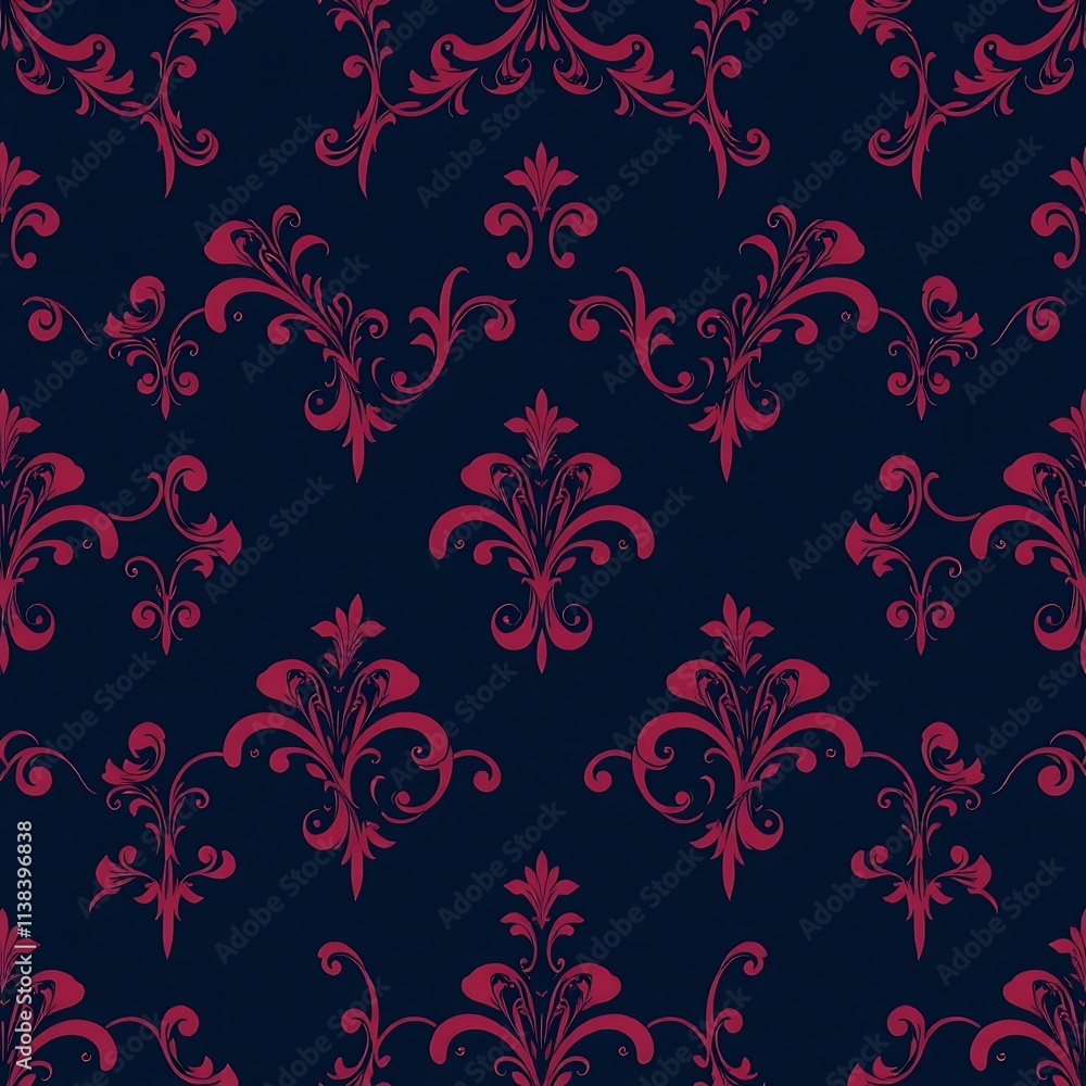 Crimson Damask Seamless Pattern Crimson Damask Seamless Pattern