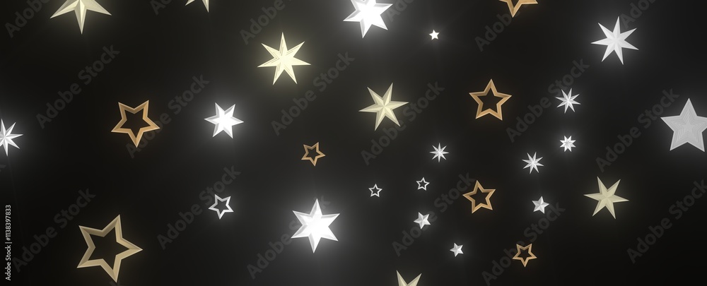 Descendant Christmas Constellations: Mind-Blowing 3D Illustration of Falling Festive Star Patterns Descendant Christmas Constellations: Mind-Blowing 3D Illustration of Falling Festive Star Patterns