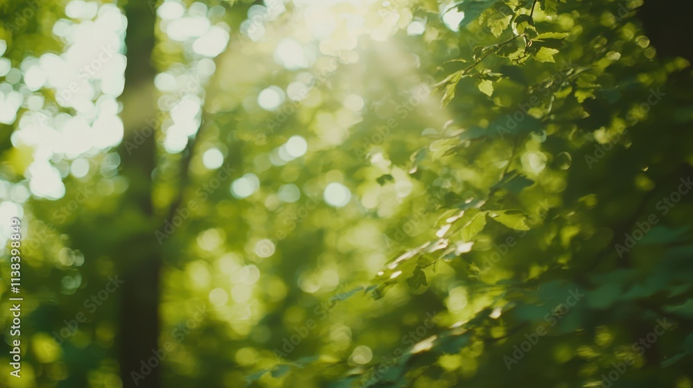 Sunlit serenity in a blurred forest vibrant nature scene soft light tranquil environment close-up perspective Sunlit serenity in a blurred forest vibrant nature scene soft light tranquil environment close-up perspective