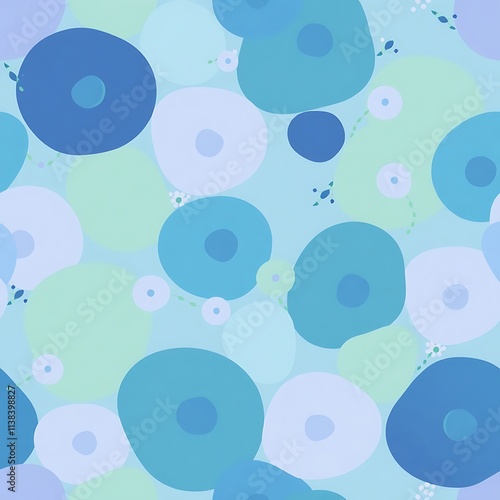 Seamless Pastel Blue Organic Shapes Pattern 