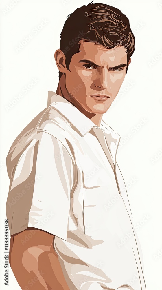Fototapeta premium A Young Man Wearing A Crisp White Shirt
