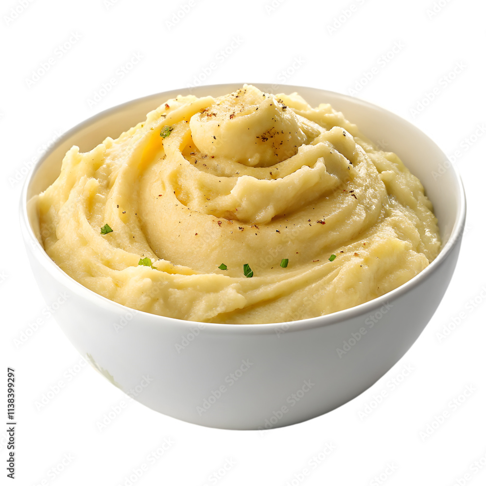 classic mashed potatoes on white background classic mashed potatoes on white background