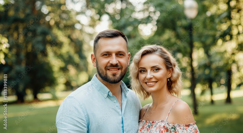 Smiling caucasian couple enjoying a sunny day in the park Smiling caucasian couple enjoying a sunny day in the park