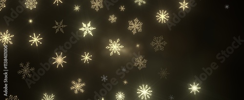 Falling snow at night. Bokeh lights