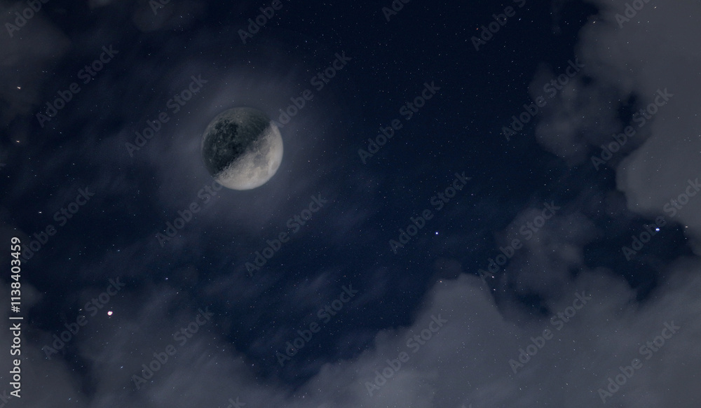 Fototapeta premium HDR Moon Composite with Cloudy Sky