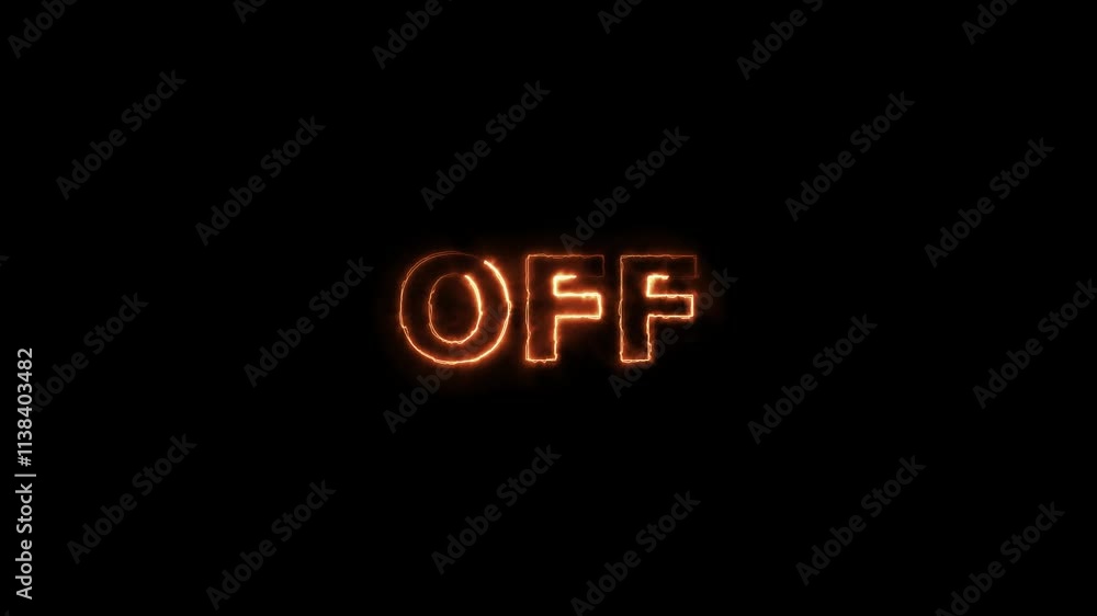 The animation of OFF sign with flicker effect, isolated on the dark background. Sign and symbol footage illustration design.Glowing neon text icon illustration. Advertisement concept banner, billboard The animation of OFF sign with flicker effect, isolated on the dark background. Sign and symbol footage illustration design.Glowing neon text icon illustration. Advertisement concept banner, billboard