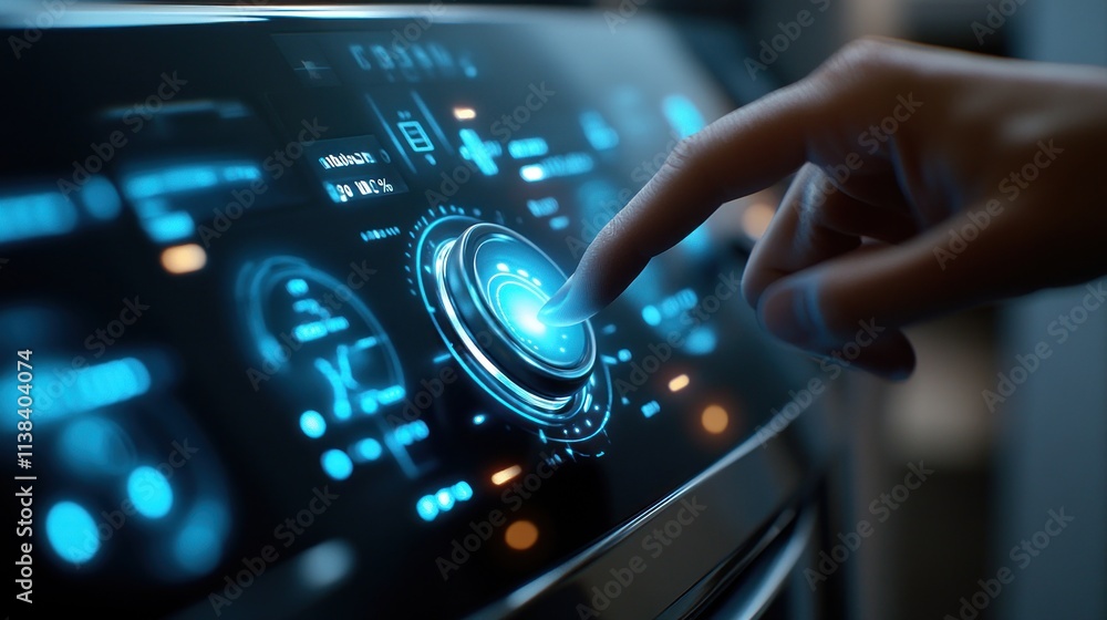 Hand interacting with futuristic digital interface. Hand interacting with futuristic digital interface.