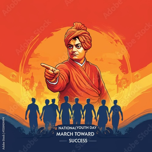 Swami Vivekananda Jayanti Vector illustration, National Youth Day of India 12th January, remembering Swami Vivekananda photo