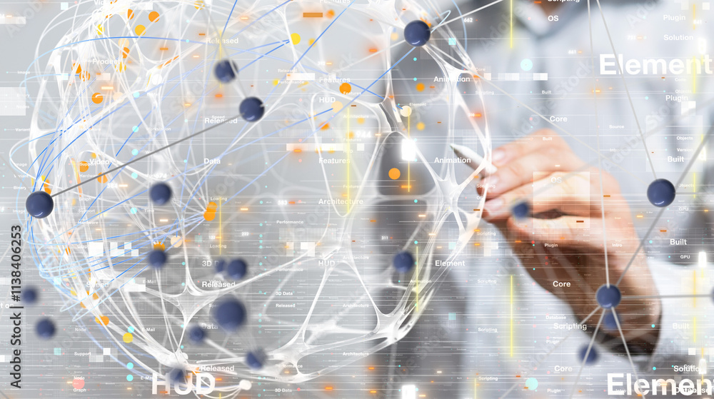 Global network. Blockchain. 3D illustration. Neural networks and artificial intelligence. Abstract Global network. Blockchain. 3D illustration. Neural networks and artificial intelligence. Abstract