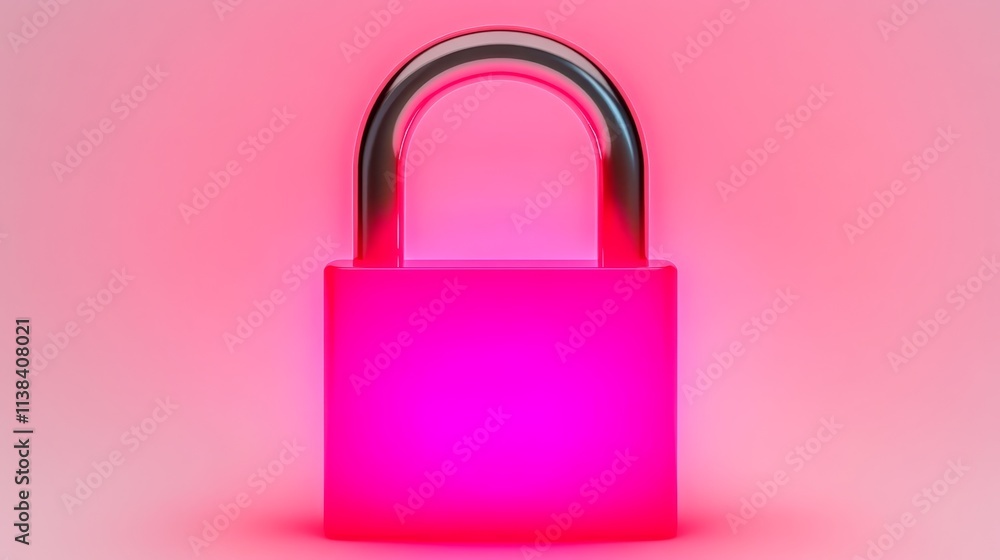 Pink Padlock Security Privacy Digital Safety Neon Glow Pink Padlock Security Privacy Digital Safety Neon Glow