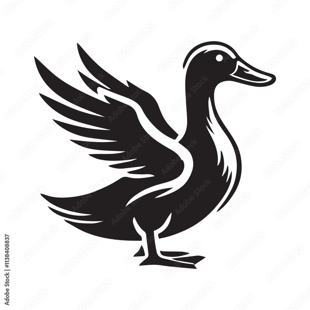 Fototapeta premium Duck silhouette vector image isolated