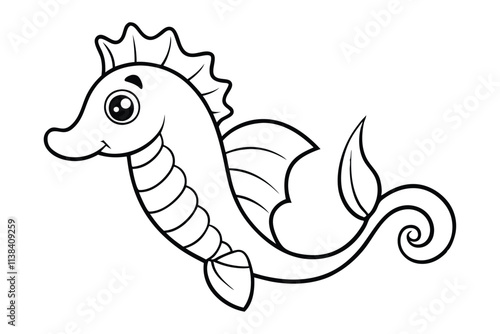 Cartoon seahorse line art vector design1.eps photo