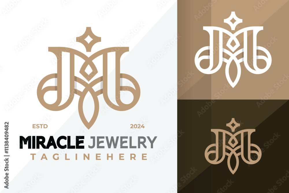 Fototapeta premium Elegant Letter M Jewellery Logo Icon Vector Design Illustration