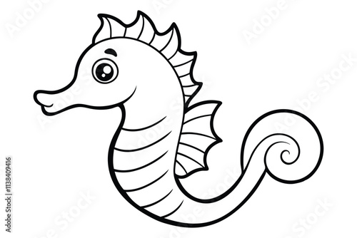 Cartoon seahorse line art vector design.eps photo