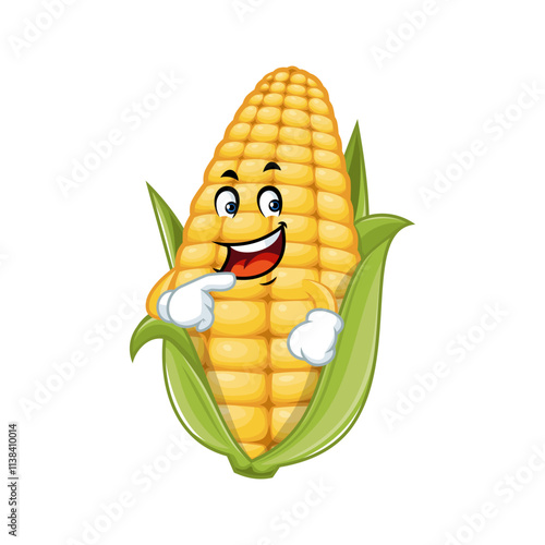 Happy Corn Cartoon Character.