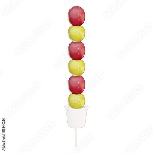 Tanghulu , a variety of Chinese candied fruits on skewers on transparent background , 3D Rendering