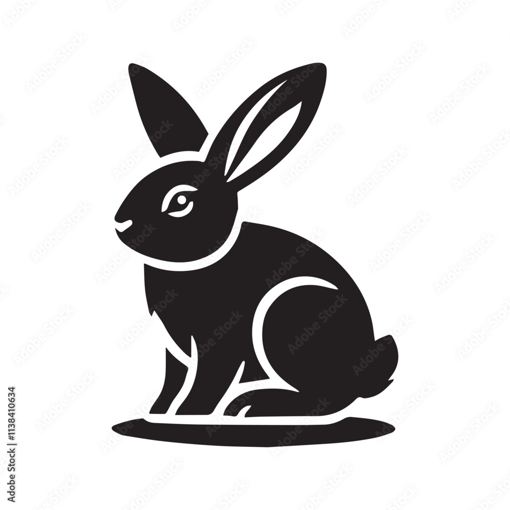 Obraz premium Easter bunny silhouette isolated on white background. illustration icon set of different rabbit silhouettes for design use.