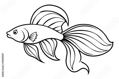 Cartoon betta fish line art vector design.eps