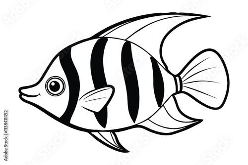 Cartoon angelfish line art vector design.eps