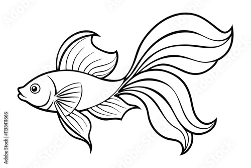 Cartoon betta line art vector design.eps