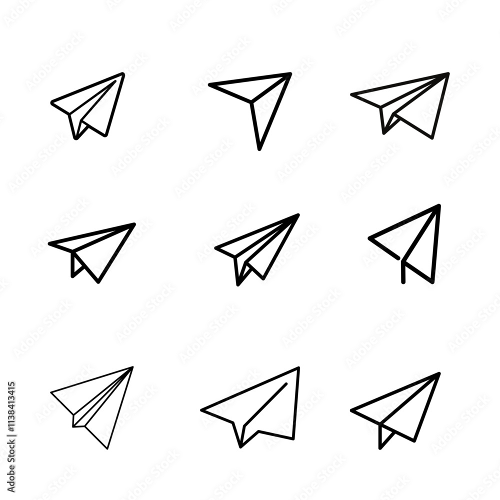 Set of airplane paper Line Icons, vector illustration Set of airplane paper Line Icons, vector illustration