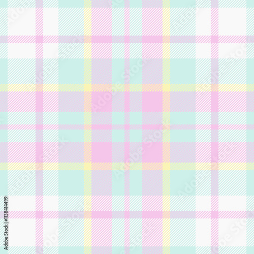 1950s seamless pattern background, style textile texture check. Inspiration fabric tartan vector plaid in light and white colors.