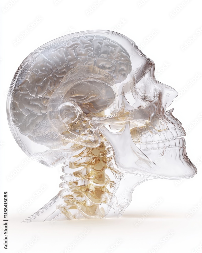 Fototapeta premium Mri scan visualization of human skull medical research facility educational content clinical environment side view anatomy concept