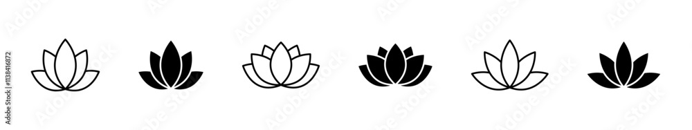 Lotus flower icons. Spa yoga concept filled symbols. Vector icons Lotus flower icons. Spa yoga concept filled symbols. Vector icons