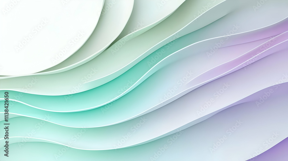 Fototapeta premium Abstract layered waves in soft colors create a soothing visual effect.