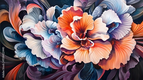 Wallpaper Mural 35. An abstract interpretation of floral shapes swirling in a dramatic design Torontodigital.ca