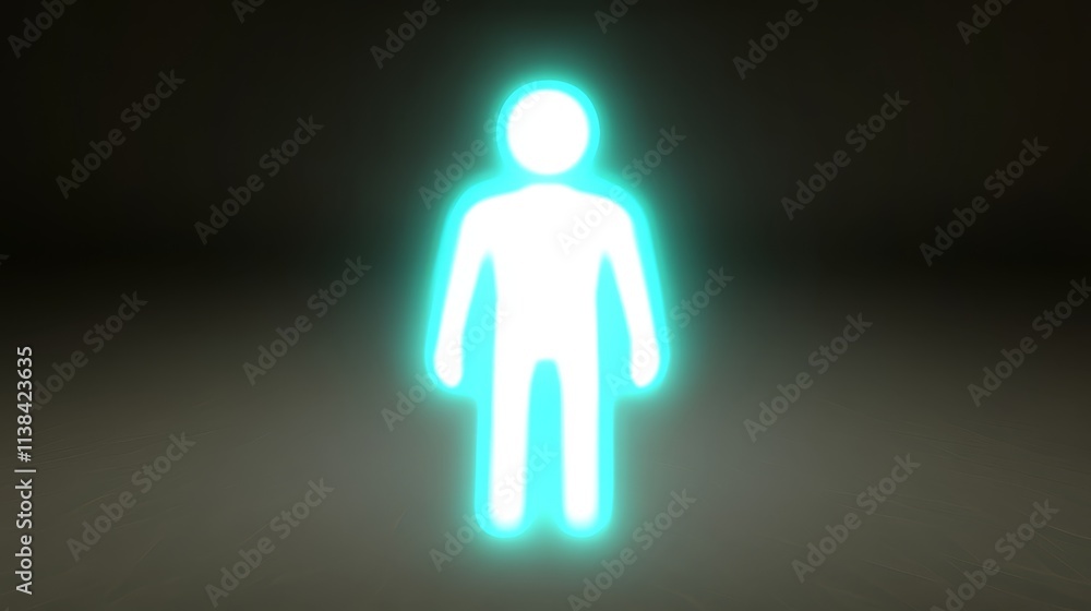 Glowing Neon Human Figure Abstract Person Icon Glowing Neon Human Figure Abstract Person Icon