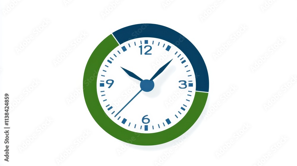 Green and Blue Clock Showing Time Management Green and Blue Clock Showing Time Management