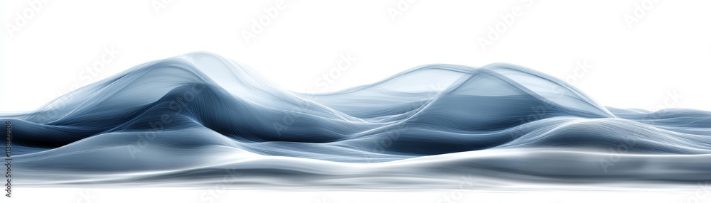 Obraz premium Abstract Blue Wave Landscape D Render Digital Art