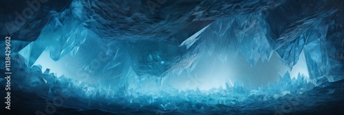 Wallpaper Mural A mesmerizing subterranean landscape of illuminated crystalline ice formations, creating an ethereal otherworldly atmosphere deep within an arctic cavernous environment Torontodigital.ca