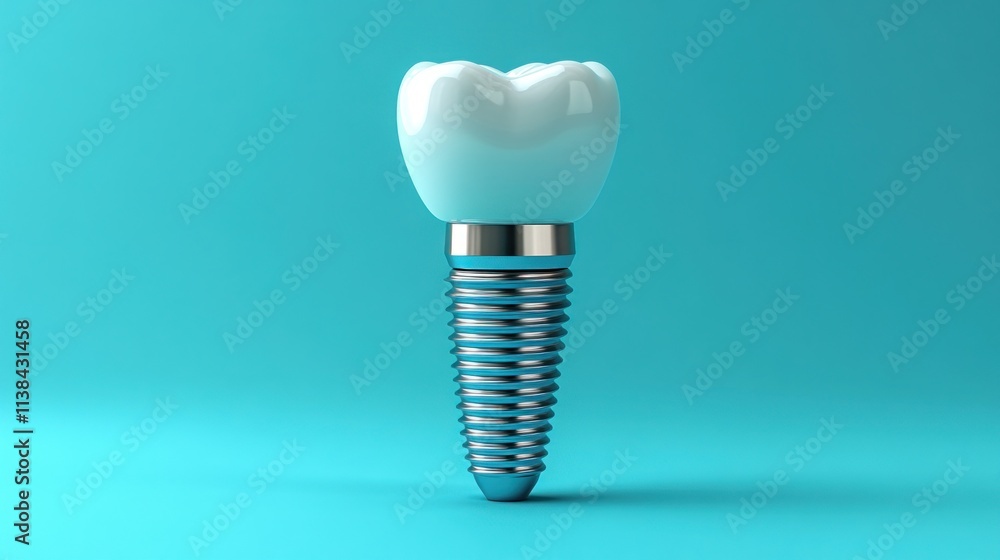Dental implant next to natural teeth. Dental implant next to natural teeth.
