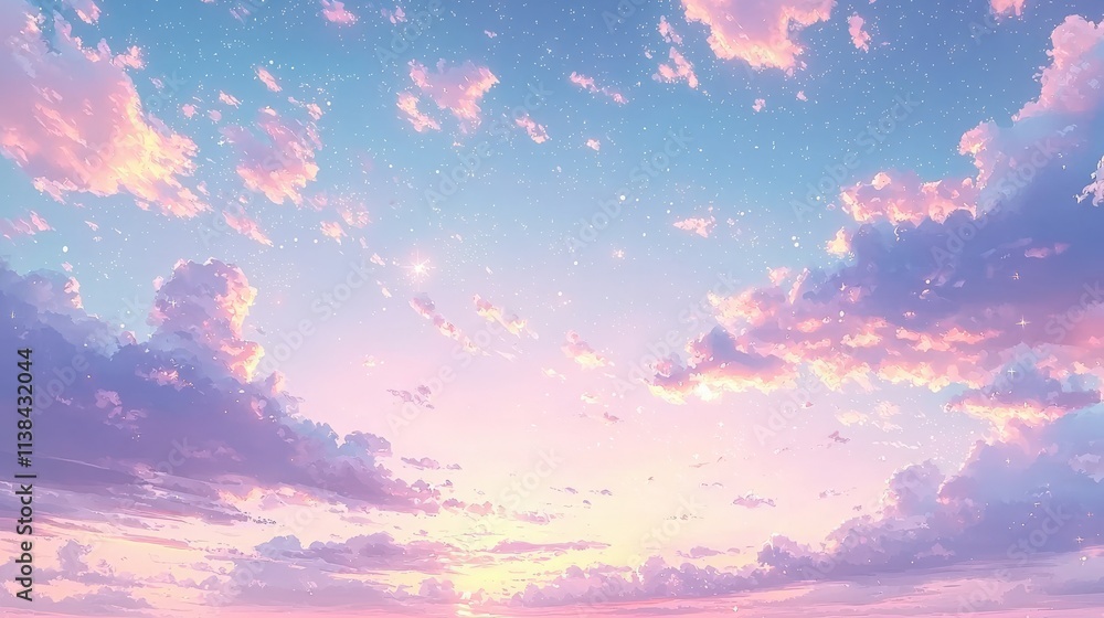 A serene sky filled with soft pink and blue clouds, creating a tranquil and dreamy atmosphere. A serene sky filled with soft pink and blue clouds, creating a tranquil and dreamy atmosphere.