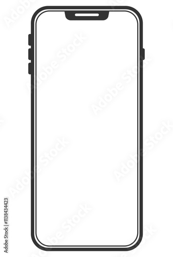 Smartphone vector outline icon image, mobile phone blank outline image