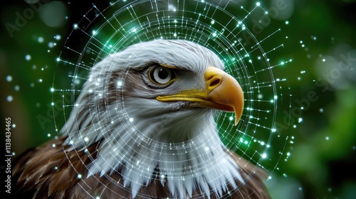 Eagle head with digital graphic overlay. photo