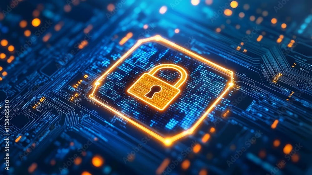 Digital Security Cyber Lock on Circuit Board Digital Security Cyber Lock on Circuit Board